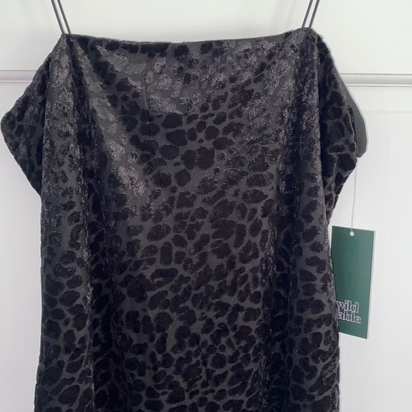 Wild Fable Animal Print Sleeveless Square Neck Flocked Velvet Mini Dress S:M NWT - Picture 2 of 7